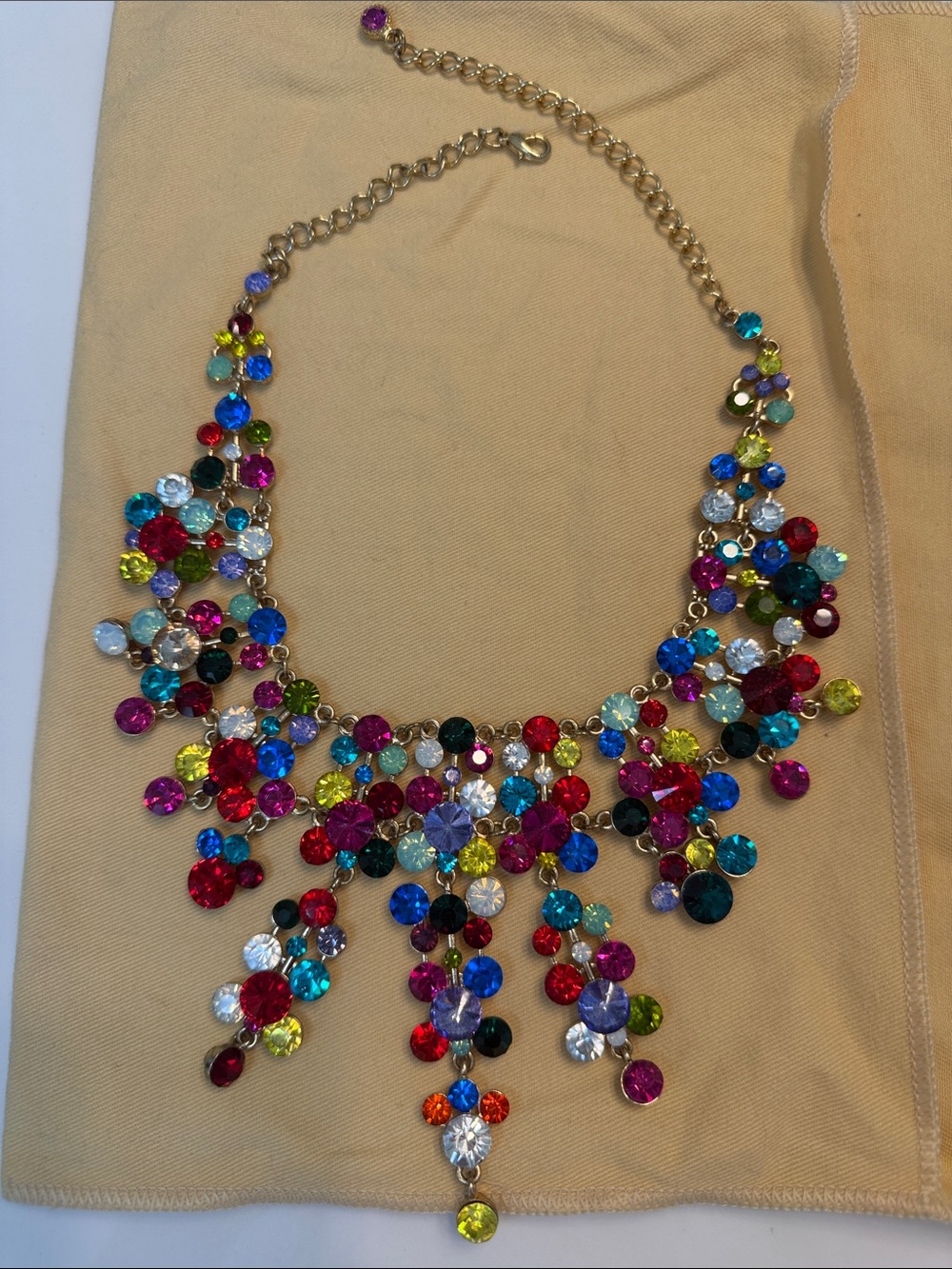 Vintage NATASHA Multicolor Crystal Bib Necklace